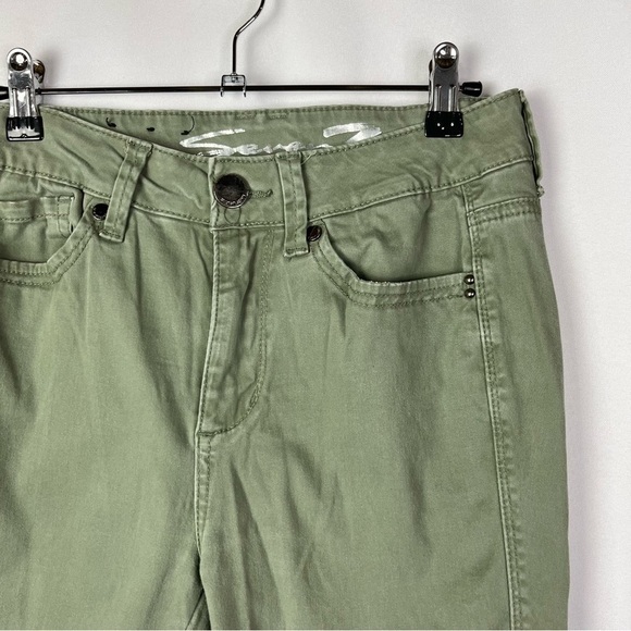 Seven7 Green High Rise Raw Hem Skinny Jeans 4 - Picture 3 of 3